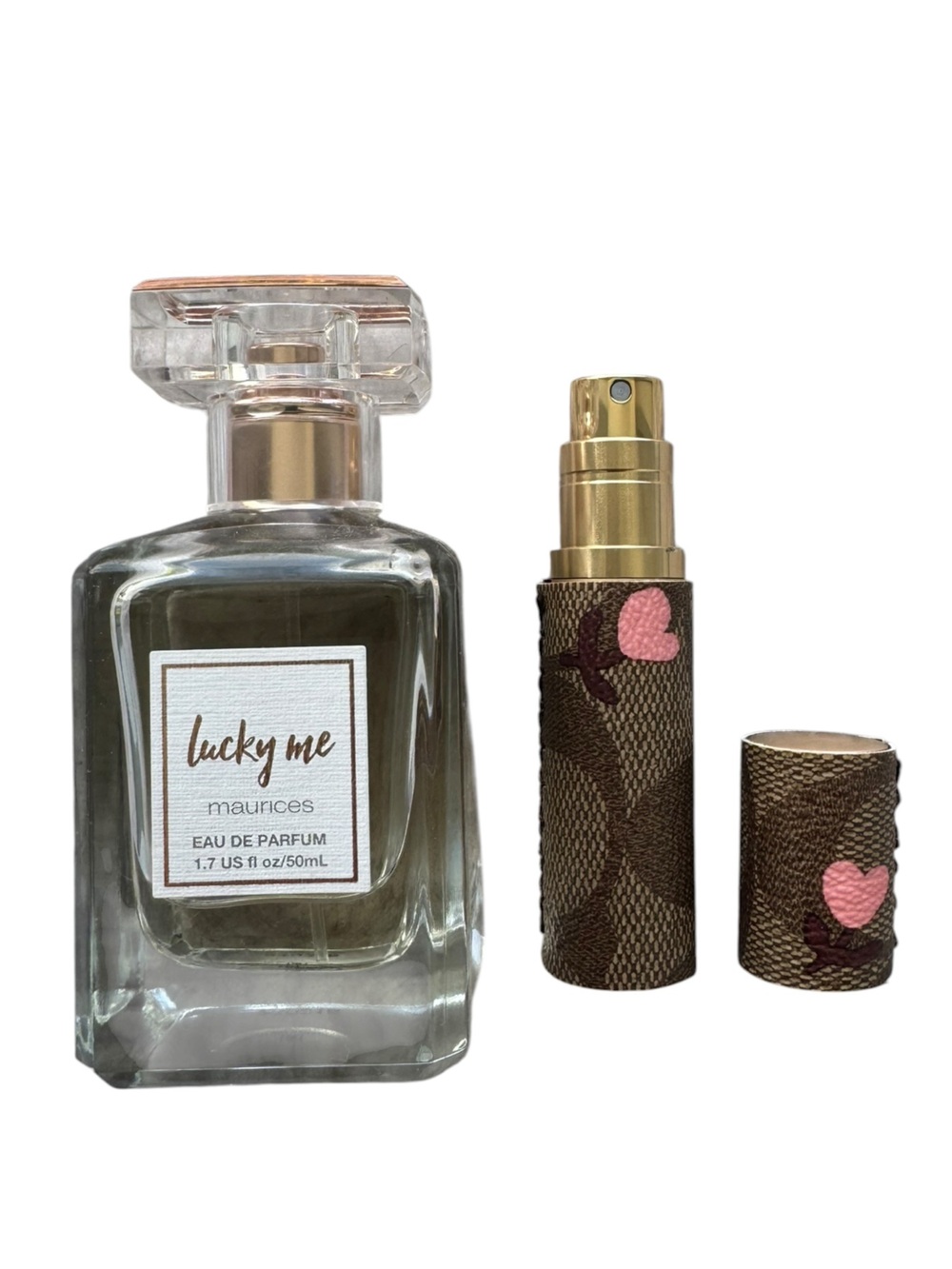 Handmade Floral Canvas Travel Perfume Atomizer + Maurices Lucky Me Eau De Parfum
